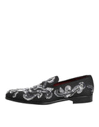 Dolce & Gabbana Black Silver Sequined Loafers Men Dress Shoes