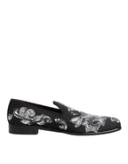 Dolce & Gabbana Black Silver Sequined Loafers Men Dress Shoes