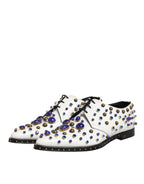 Dolce & Gabbana White Leather Crystals Embellished Dress  Shoes