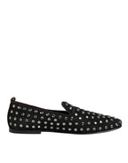 Dolce & Gabbana Black Crystal Embellished Loafers Dress Shoes