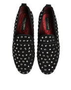 Dolce & Gabbana Black Crystal Embellished Loafers Dress Shoes