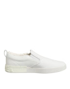 Dolce & Gabbana White Leather Low Top Slip On Sneakers Shoes