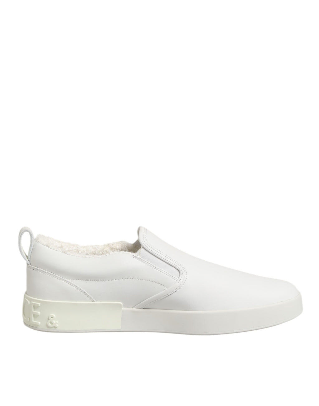 Dolce & Gabbana White Leather Low Top Slip On Sneakers Shoes
