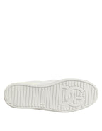 Dolce & Gabbana White Leather Low Top Slip On Sneakers Shoes
