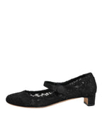 Dolce & Gabbana Black Vally Taormina Floral Lace Pumps Shoes