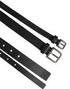 Dolce & Gabbana Black Double Strap Leather Buckle Men Belt