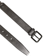 Dolce & Gabbana Black Silver Pebbled Texture Leather Buckle Men Belt