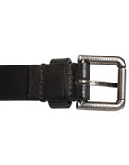 Dolce & Gabbana Black Double Strap Leather Silver Buckle Belt