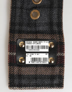 Dolce & Gabbana Plaid Fabric Logo Plate Brass Buckle Belt
