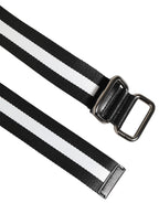 Dolce & Gabbana Black White Striped Logo Metal Buckle Belt