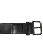 Dolce & Gabbana Black White Printed Metal Logo Buckle Belt