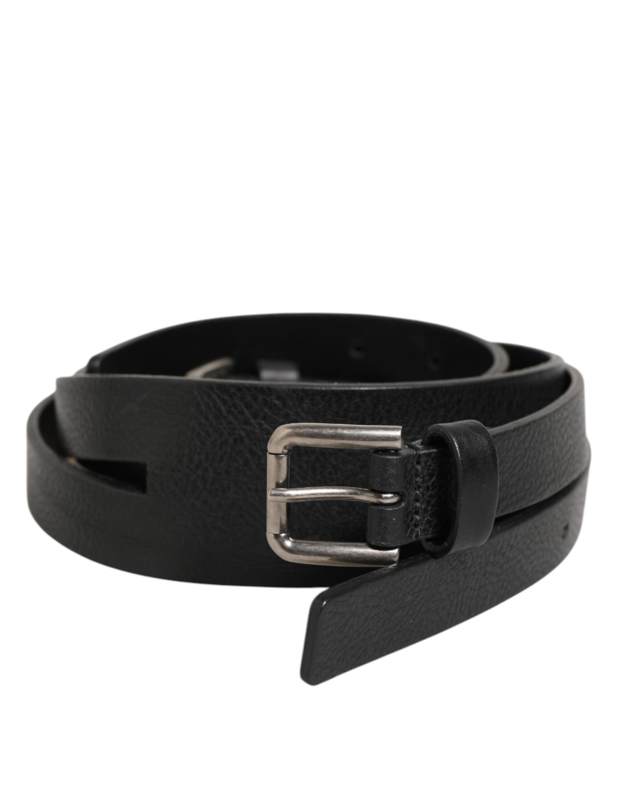 Dolce & Gabbana Black Double Strap Leather Gold Buckle Belt