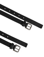 Dolce & Gabbana Black Double Strap Leather Gold Buckle Belt