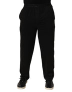 Emporio Armani Black Cotton Blend Logo Waistband Trouser Pants