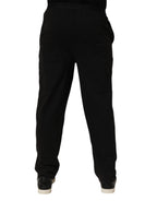 Emporio Armani Black Cotton Blend Logo Waistband Trouser Pants