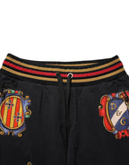 Dolce & Gabbana Black Baroque Crest Logo Men Trackpants Pants
