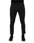 Dolce & Gabbana Dark Gray Cotton Stretch Denim Trouser Jeans