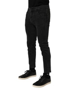 Dolce & Gabbana Dark Gray Cotton Stretch Denim Trouser Jeans