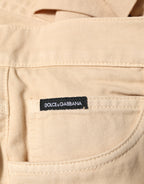 Dolce & Gabbana Beige Cotton Skinny Regular Men Denim Jeans