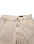 Dolce & Gabbana Beige Cotton Straight Denim Trouser Jeans