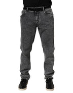 Dolce & Gabbana Gray Cotton Slim Fit Denim Trouser Jeans