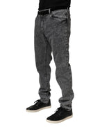Dolce & Gabbana Gray Cotton Slim Fit Denim Trouser Jeans