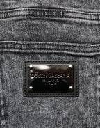 Dolce & Gabbana Gray Cotton Slim Fit Denim Trouser Jeans