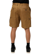 Dolce & Gabbana Brown Cotton Stretch Logo CargoBermuda Shorts