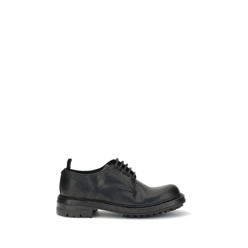 Dolce & Gabbana Black Calf Leather Bos Taurus Oxfords And Derbies