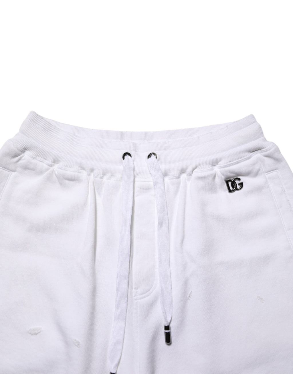 Dolce & Gabbana White Cotton Ripped Bermuda Sweatpants Shorts