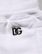Dolce & Gabbana White Cotton Ripped Bermuda Sweatpants Shorts