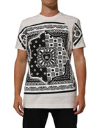 Dolce & Gabbana White Cotton Logo Bandana Print Men T-shirt