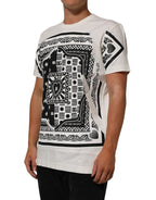 Dolce & Gabbana White Cotton Logo Bandana Print Men T-shirt