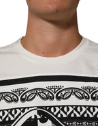Dolce & Gabbana White Cotton Logo Bandana Print Men T-shirt