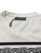 Dolce & Gabbana White Cotton Logo Bandana Print Men T-shirt