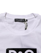 Dolce & Gabbana White Logo Print Cotton Crew Neck T-shirt