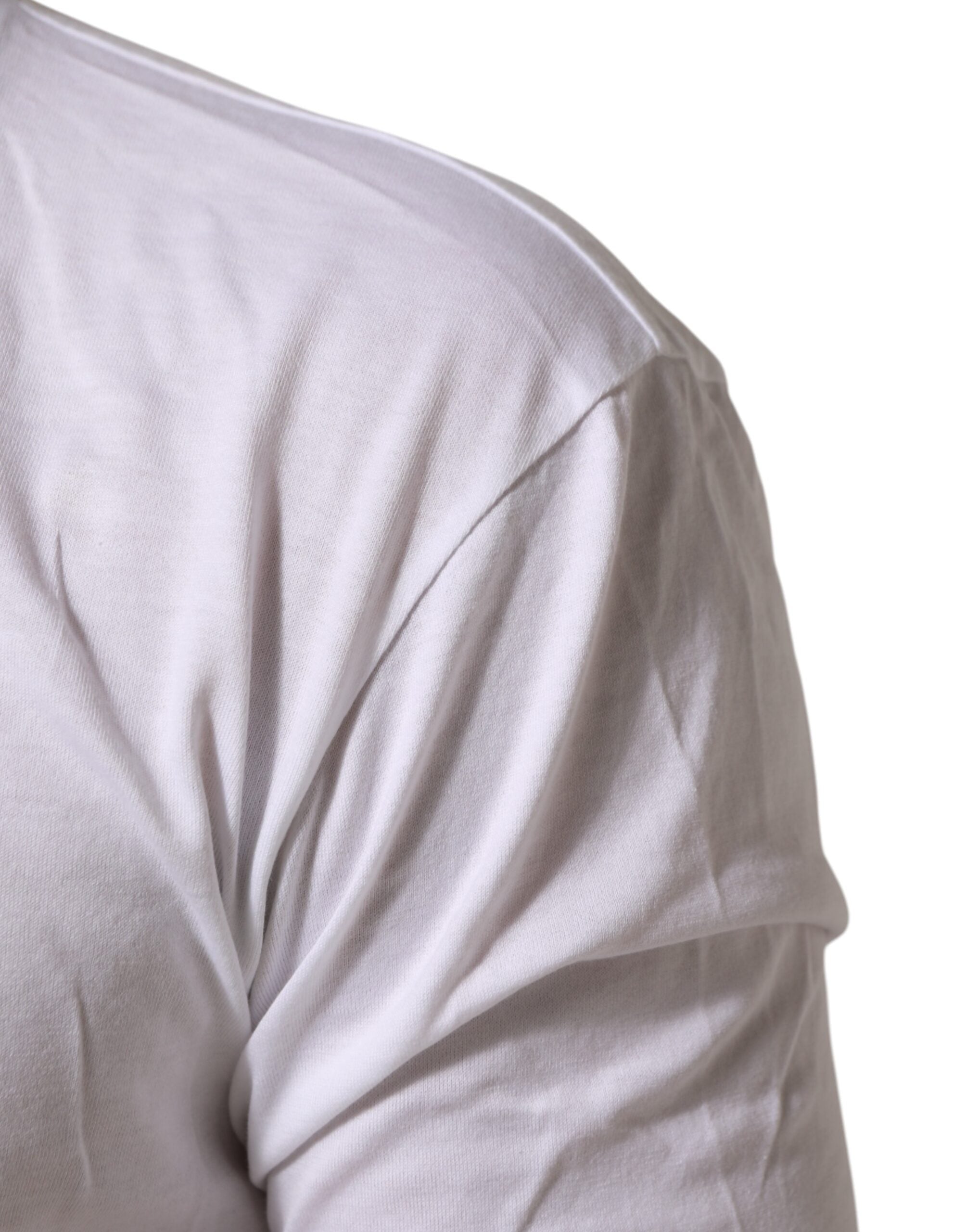 Dolce & Gabbana White Cotton Crown King Embroidery T-shirt