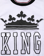 Dolce & Gabbana White Cotton Crown King Embroidery T-shirt