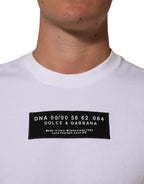 Dolce & Gabbana White Cotton Logo Print Crew Neck Men T-shirt