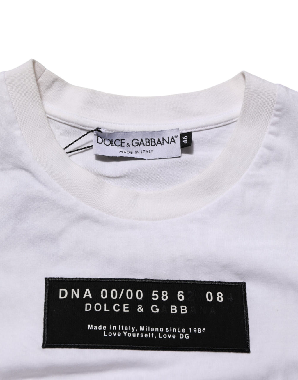 Dolce & Gabbana White Cotton Logo Print Crew Neck Men T-shirt