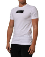 Dolce & Gabbana White Cotton Logo Print Crew Neck Men T-shirt