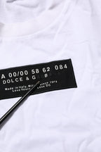 Dolce & Gabbana White Cotton Logo Print Crew Neck Men T-shirt