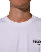 Dolce & Gabbana White Cotton Logo Print Crew Neck T-shirt