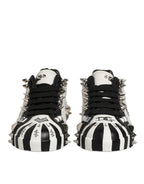 Dolce & Gabbana Black White Studded Low Top Sneakers Shoes