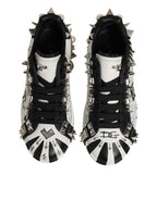 Dolce & Gabbana Black White Studded Low Top Sneakers Shoes