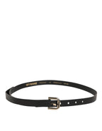 GF Ferre Black Leather Slim Gold Tone Buckle Waist Men Belt