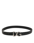 Dolce & Gabbana Black Exotic Leather DG Logo Buckle Belt