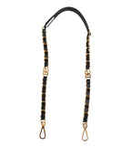 Dolce & Gabbana Black Leather Gold Chain Bag Accessory Shoulder Strap