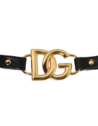 Dolce & Gabbana Black Leather Gold Chain Bag Accessory Shoulder Strap
