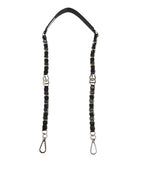 Dolce & Gabbana Black Leather Silver Chain Bag Accessory Shoulder Strap